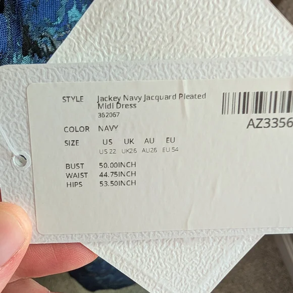 Azazie Jackie Nacy Jacquard Pleated Dress Size 22 NWT - Picture 4 of 4